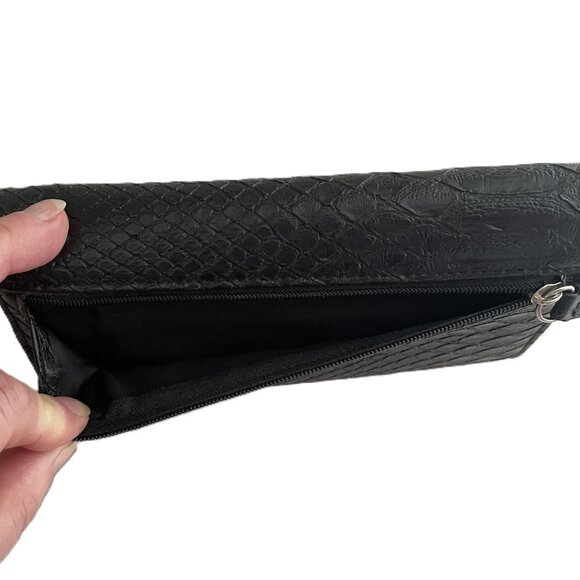 Snakeskin Embossed Vintage Silver Geeko Wallet Black - Picture 4 of 6